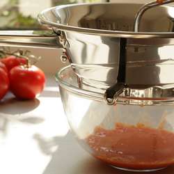 homemade tomato sauce - using food mill